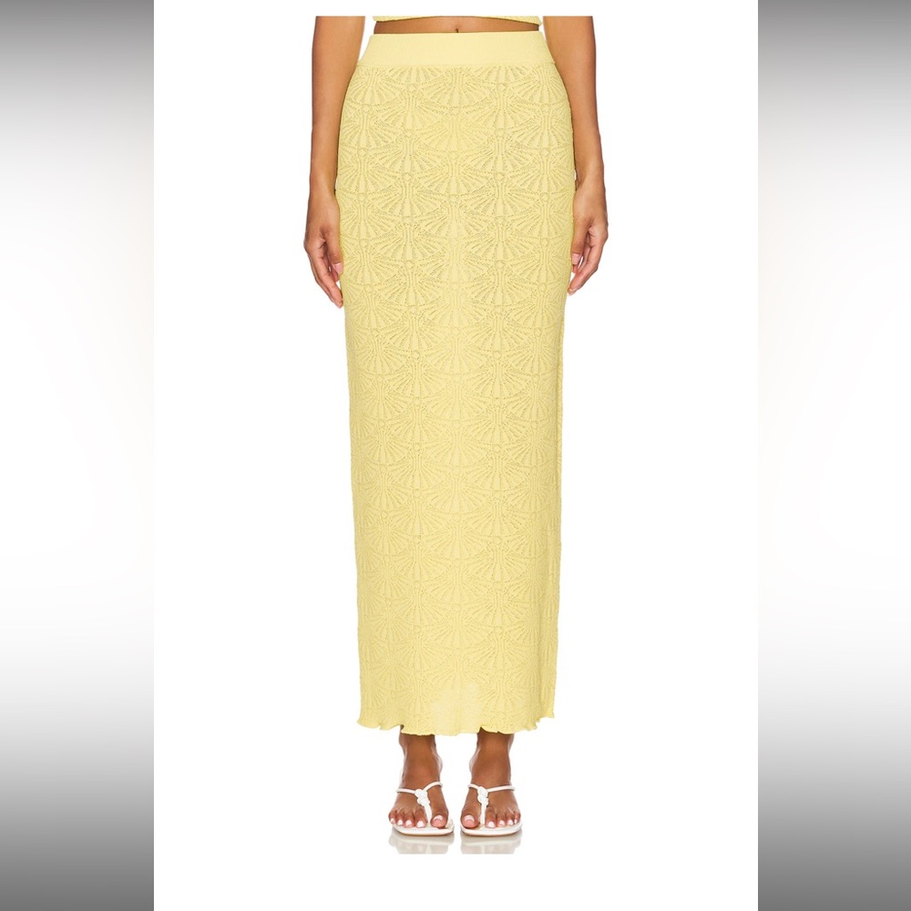 SNDYS REVOLVE Josefina Maxi Skirt Lemon Knitted Small